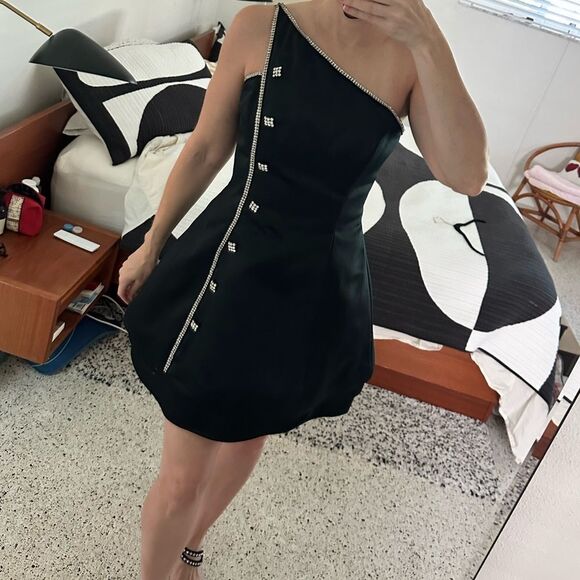after five Dresses & Skirts - Vintage After Five Julie Duroche black silver rhinestone mini cocktail dress 8